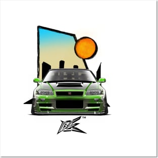 nissan skyline gtr r34 pearl green Posters and Art